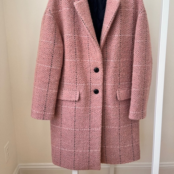 RAG&BONE Size S Estelle Cocoon Wool Blend Check Coat PINK MULTI - Picture 10 of 13